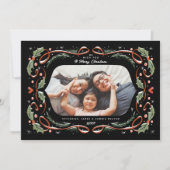 赤いリボンハートホリーと松の写真 シーズンカード (正面)