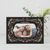 赤いリボンハートホリーと松の写真 シーズンカード (スタンド正面)