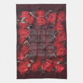 赤いリボンバラ縁ど2023カレンダー キッチンタオル (縦)