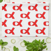 赤いリボンパターン キッチンタオル (折り畳み)