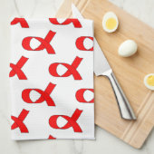 赤いリボンパターン キッチンタオル (四つ折り)