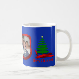 赤いリボンフォトフレーム付きクリスマスツリー コーヒーマグカップ