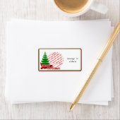 赤いリボンフォトフレーム付きクリスマスツリー ラベル (インサイチュ)
