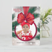 赤いリボンフレームフォトホリデーカード シーズンカード (スタンド正面)