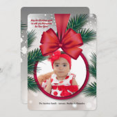赤いリボンフレームフォトホリデーカード シーズンカード (正面/裏面)