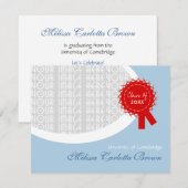 赤いリボンブルー卒業 招待状 (正面/裏面)