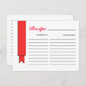 赤いリボンレシピカード ポストカード (正面/裏面)