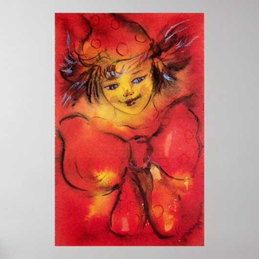 赤いリボン付きピエロ ポスター (正面)