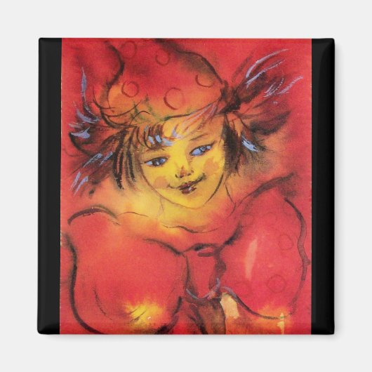 赤いリボン付きピエロ マグネット (正面)