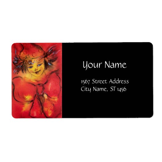 赤いリボン付きピエロ ラベル (正面)