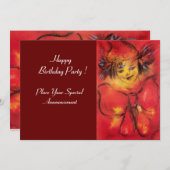 赤いリボン付きピエロ 招待状 (正面/裏面)