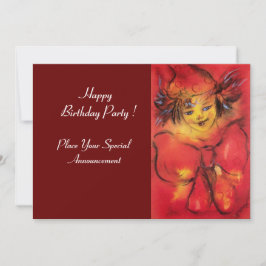 赤いリボン付きピエロ 招待状