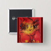 赤いリボン付きピエロ 缶バッジ (正面&裏面)