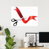 赤いリボン切りポスター ポスター (ホームオフィス)