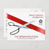 赤いリボン切断用大開口部 インビテーションポストカード (正面/裏面)