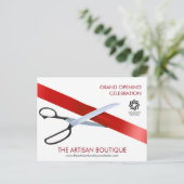 赤いリボン切断用大開口部 インビテーションポストカード (スタンド正面)