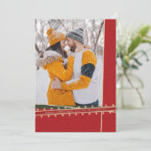 赤いリボン包まれたフラットクリスマスフォトカード シーズンカード (スタンド正面)