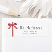 赤いリボン差出人住所ラベル ラベル (インサイチュ)