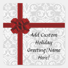 赤いリボン弓 スクエアシール