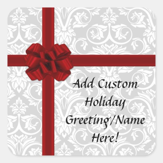 赤いリボン弓 スクエアシール (正面)