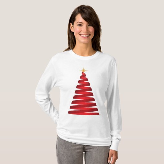 赤いリボン木 Tシャツ (正面フル)