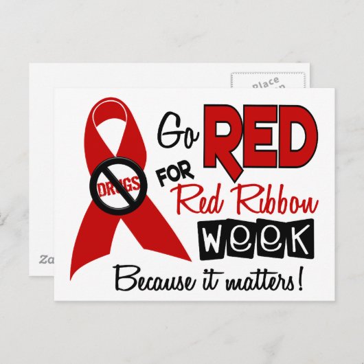 赤いリボン週の赤は行きます ポストカード (正面/裏面)