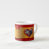 赤いリボン金ゴールドハート写真バレンタインデエスプレス エスプレッソカップ (正面右)