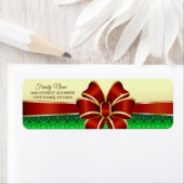 赤いリボン金ゴールド差出人住所ラベル ラベル (インサイチュ)