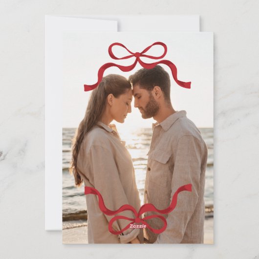 赤いリボン2026年新年の写真 シーズンカード (裏面)