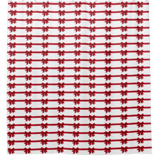 **赤いリボン** クリスマス シャワー カーテン (正面)
