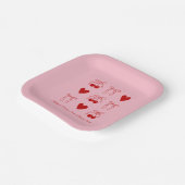 赤いリボン チェリー スイート ブライダル シャワー 紙皿 (傾斜あり)