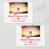 赤いリボン バレンタインデー 写真 名前 ハート 愛 ノートカード (正面/裏面)