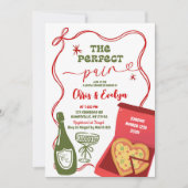 赤いリボン パーフェクトペア カップル ブライダルシャワー 招待状 (正面)