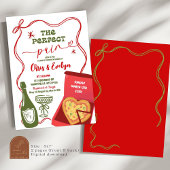 赤いリボン パーフェクトペア カップル ブライダルシャワー 招待状