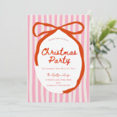 赤いリボン ファンシー 手描き クリスマス 招待状 (スタンド正面)