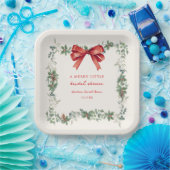 赤いリボン メリーリトルクリスマス ブライダルシャワー ペーパープレート (パーティー)