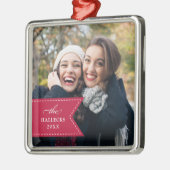 赤いリボン |休日の写真 メタルオーナメント (左)