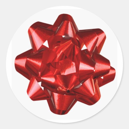 赤いリボン/弓封筒用シール/シール ラウンドシール (正面)