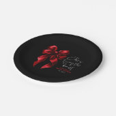 赤いリボン　彼女は結婚する ブラック ブライダルシャワー ペーパープレート (アングル)