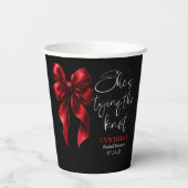 赤いリボン　彼女は結婚する ブラック ブライダルシャワー 紙コップ (裏面)