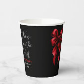 赤いリボン　彼女は結婚する ブラック ブライダルシャワー 紙コップ (左)