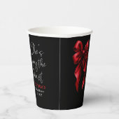赤いリボン　彼女は結婚する ブラック ブライダルシャワー 紙コップ (右)