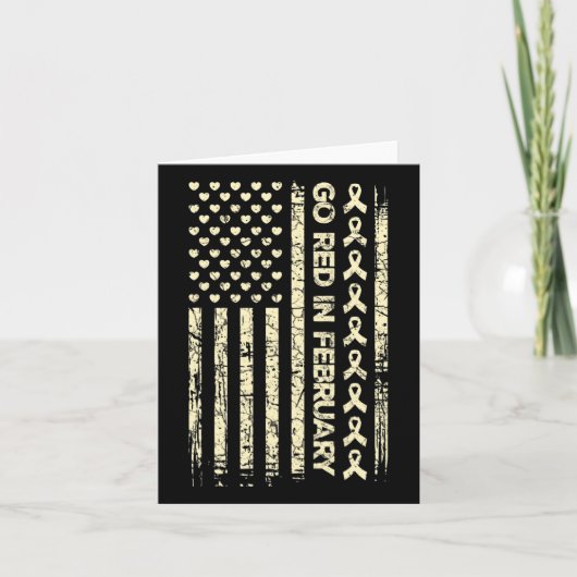 赤いリボン 心臓病 認識ギフト アメリカ カード (正面)