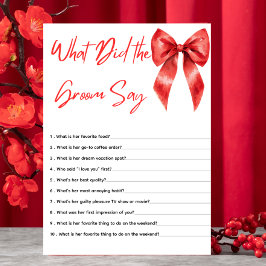 赤いリボン　新婦は何て言った？　ブライズシャワーゲーム エンクロージャーカード