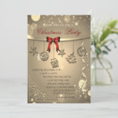 赤いリボン、紙ふぶき、ボール会社クリスマス・パーティ 招待状 (スタンド正面)