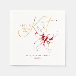 赤いリボン 結婚前のお祝い スタンダードカクテルナプキン