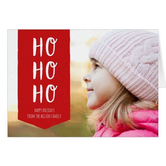 赤いリボンHo Ho Happy Holidays写真 (正面横)