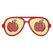 赤いリンゴおもしろいの果実パーティーがサングラスを彩る アビエーターサングラス (正面)