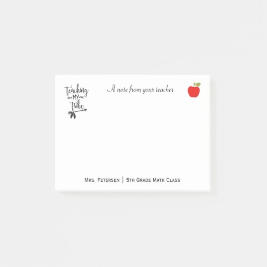 赤いリンゴおもしろいタイポグラフィ引用文先生名 ポストイット (正面)