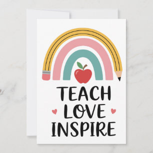 赤いリンゴと虹の鉛筆の先生 招待状